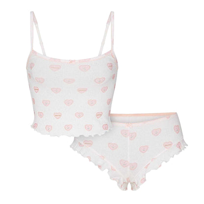 Snow White - Front - Skims Womens-Ladies Hearts Pointelle Pyjama Set