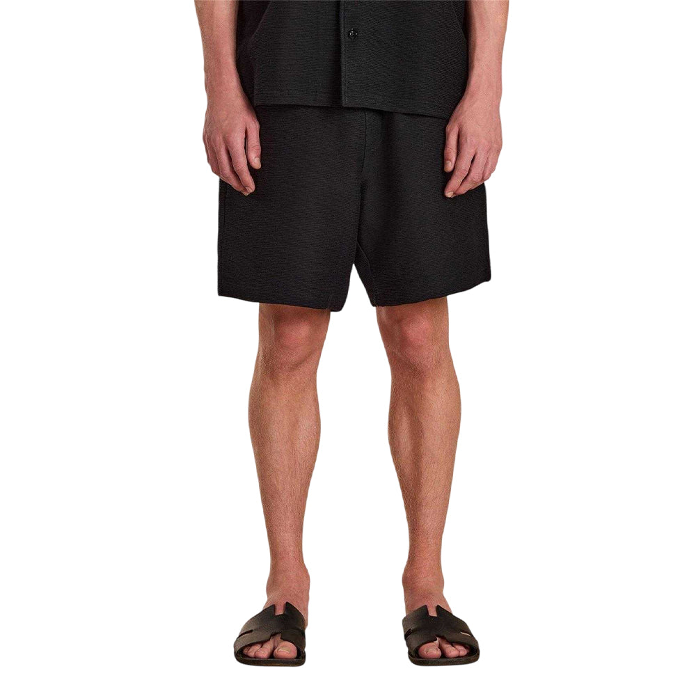 Black - Side - Prevu Mens Ottoman Woven Shorts
