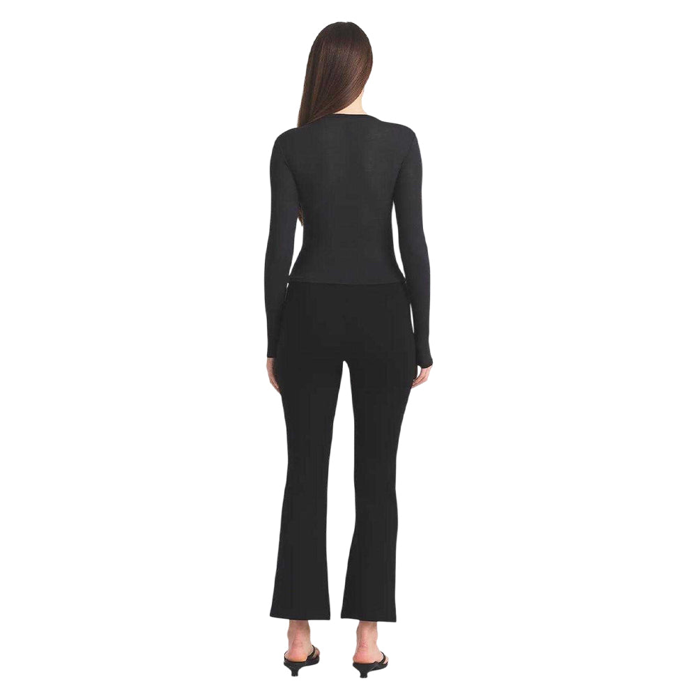 Obsidian Black - Back - Skims Womens-Ladies Essential Mid Rise Fitted And Flared Bell-Bottoms