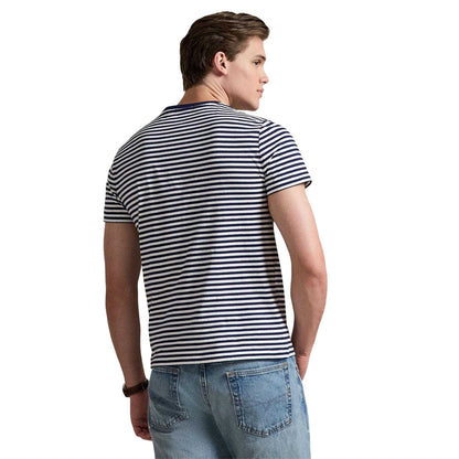 Navy - Back - Ralph Lauren Mens Striped T-Shirt