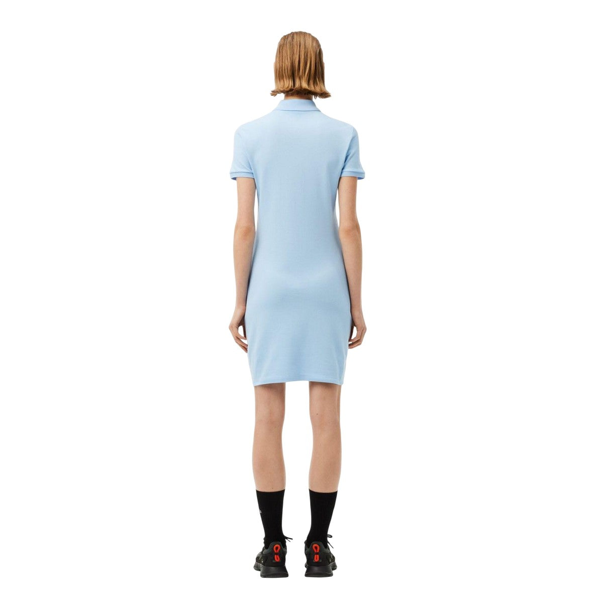 Light Blue - Back - Lacoste Womens-Ladies Mini Pique Stretch Slim Polo Shirt Dress