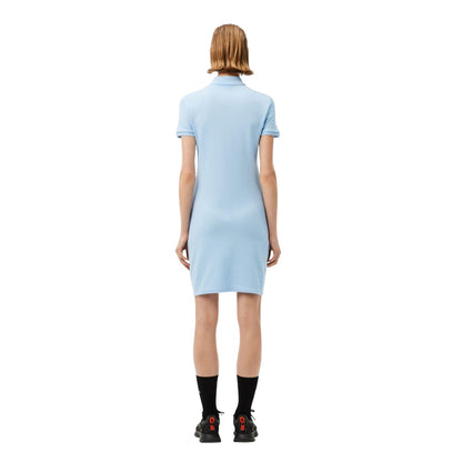 Light Blue - Back - Lacoste Womens-Ladies Mini Pique Stretch Slim Polo Shirt Dress
