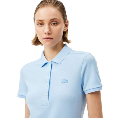 Light Blue - Side - Lacoste Womens-Ladies Mini Pique Stretch Slim Polo Shirt Dress