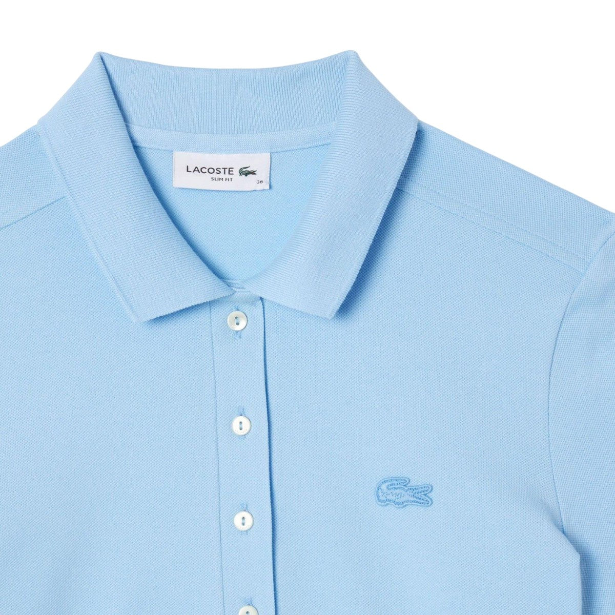 Light Blue - Lifestyle - Lacoste Womens-Ladies Mini Pique Stretch Slim Polo Shirt Dress