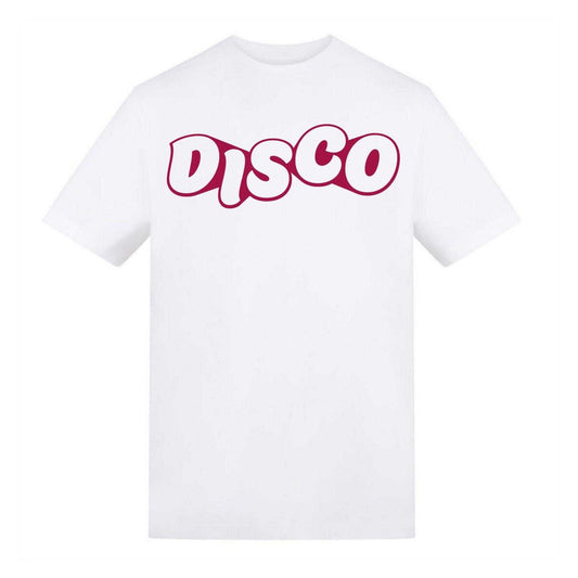 White - Front - AWD Unisex Adult Disco T-Shirt