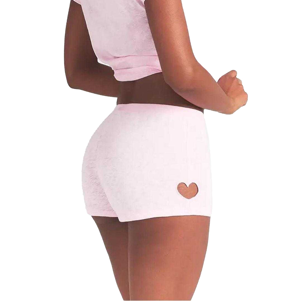 Baby Pink - Back - Skims Womens-Ladies Worn In Jersey Heart Cut-Out Mid Rise Shorts