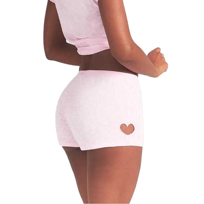 Baby Pink - Back - Skims Womens-Ladies Worn In Jersey Heart Cut-Out Mid Rise Shorts