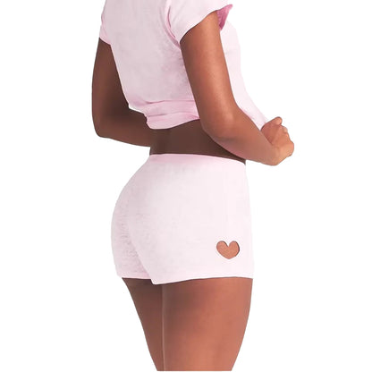 Snow - Back - Skims Womens-Ladies Worn In Jersey Heart Cut-Out Mid Rise Shorts