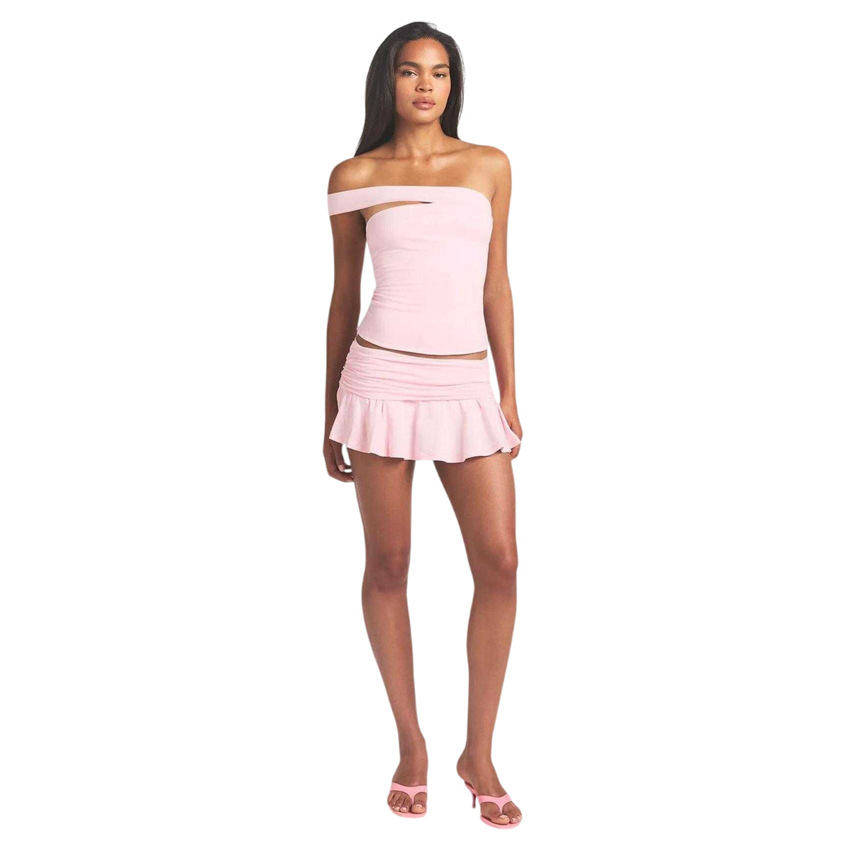 Cherry Blossom - Side - Skims Womens-Ladies Cotton Jersey Asymmetric Top