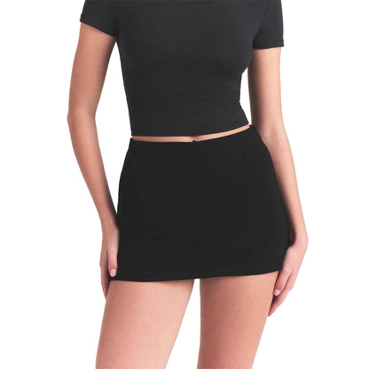 Obsidian Black - Side - Skims Womens-Ladies Essential Plain Skort