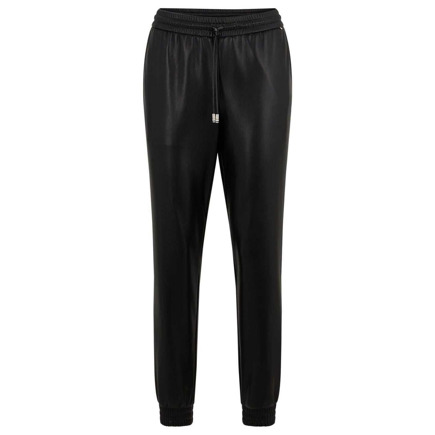 Black - Front - Boss Womens-Ladies Tafeja Leather Jogging Bottoms