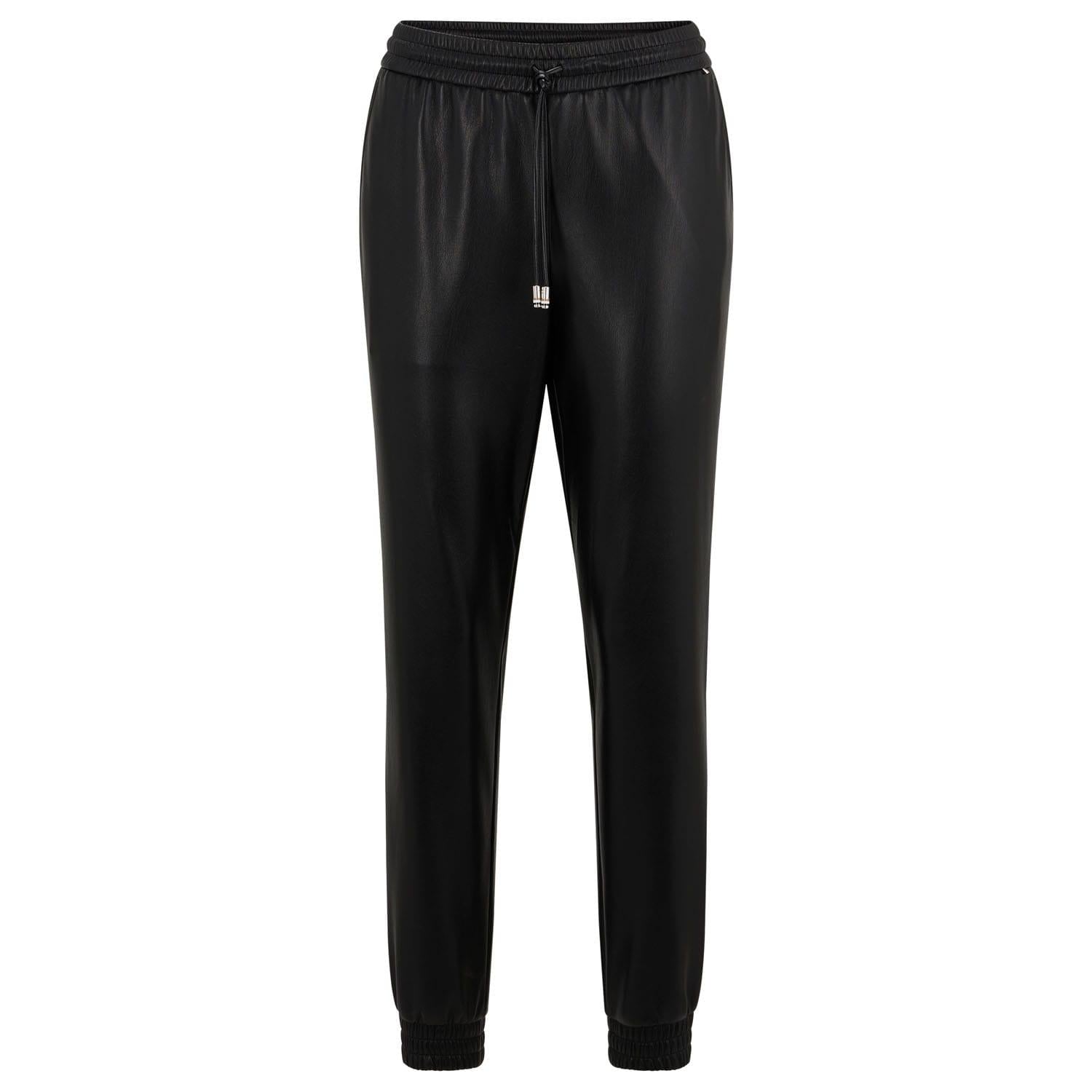 Black - Front - Boss Womens-Ladies Tafeja Leather Jogging Bottoms