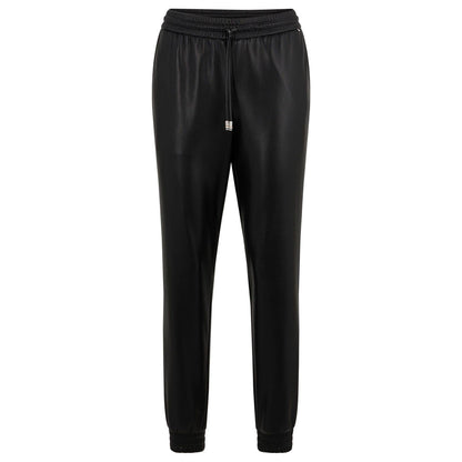 Black - Front - Boss Womens-Ladies Tafeja Leather Jogging Bottoms
