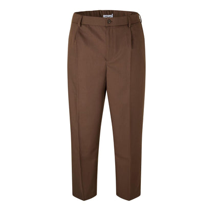Brown - Front - Belier Mens Straight Leg Relaxed Fit Trousers