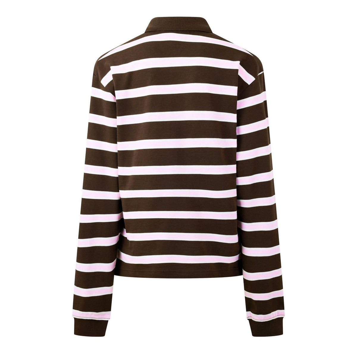 Chocolate - Back - WRSTBHVR Womens-Ladies Striped Long-Sleeved Polo Shirt