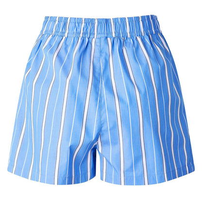 Blue - Back - WRSTBHVR Womens-Ladies Woven Vertical Stripe Shorts