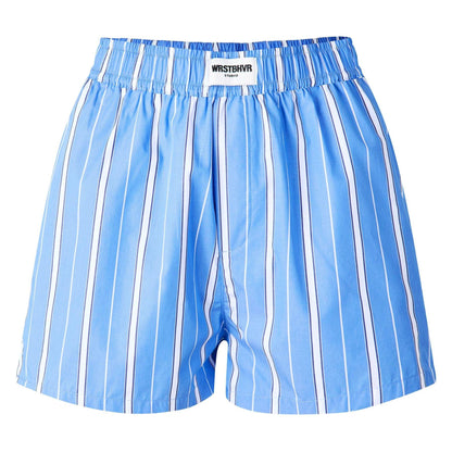 Blue - Front - WRSTBHVR Womens-Ladies Woven Vertical Stripe Shorts