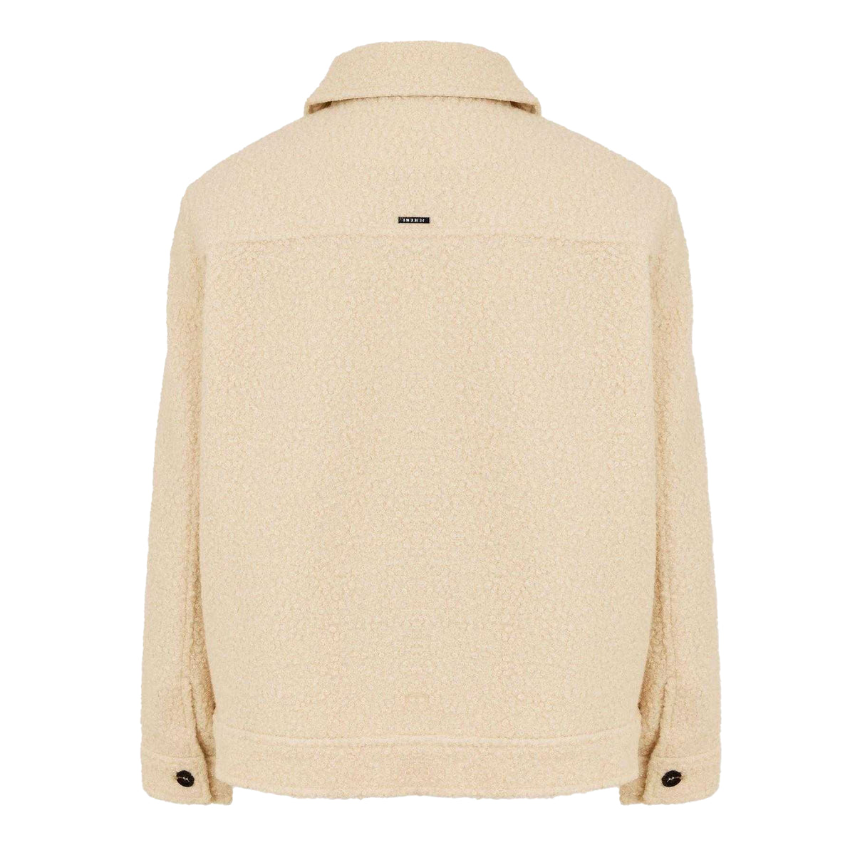 Ecru - Back - Belier Mens Teddy Fleece Harrington Jacket