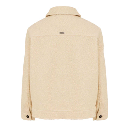 Ecru - Back - Belier Mens Teddy Fleece Harrington Jacket