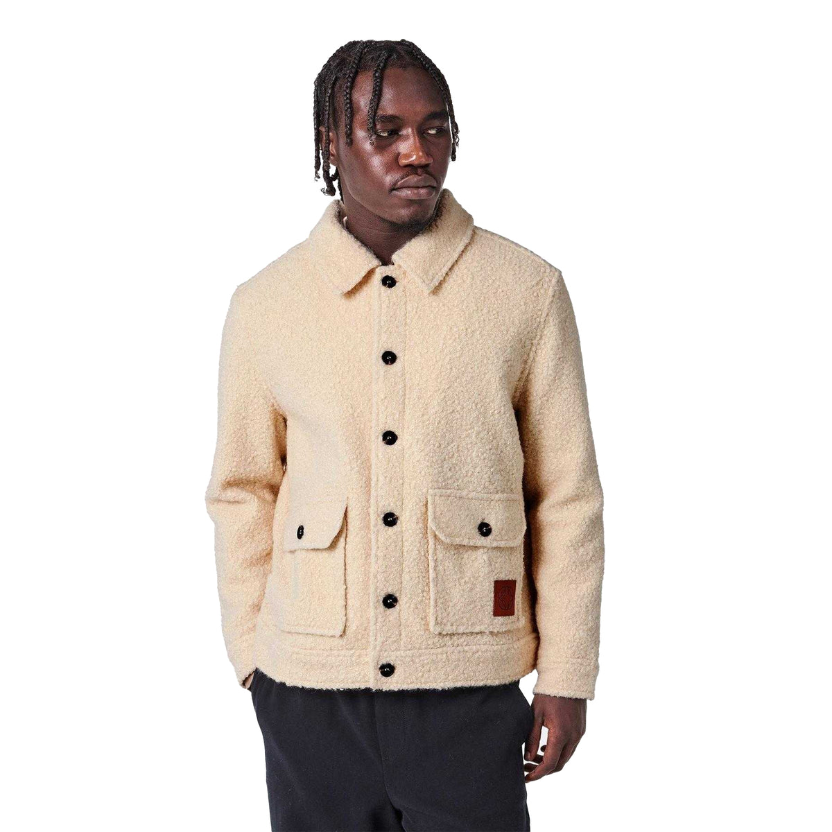 Ecru - Lifestyle - Belier Mens Teddy Fleece Harrington Jacket