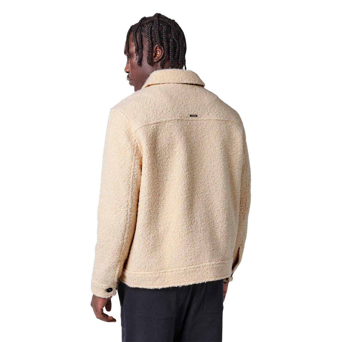 Ecru - Pack Shot - Belier Mens Teddy Fleece Harrington Jacket