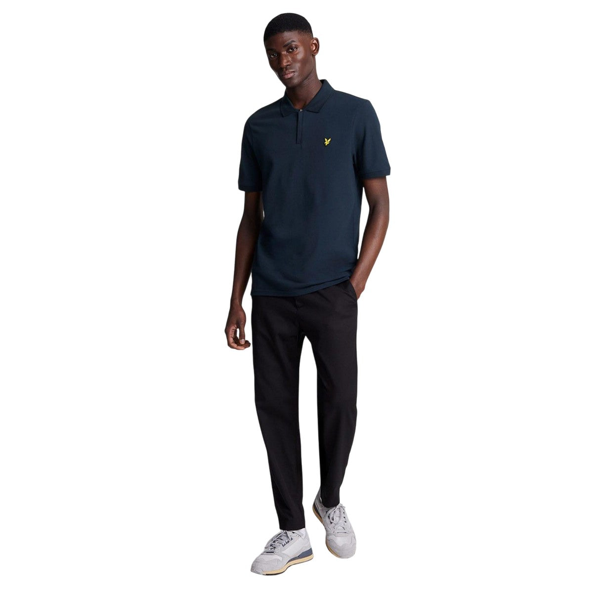Navy - Pack Shot - Lyle & Scott Mens Quarter Zip Polo Shirt