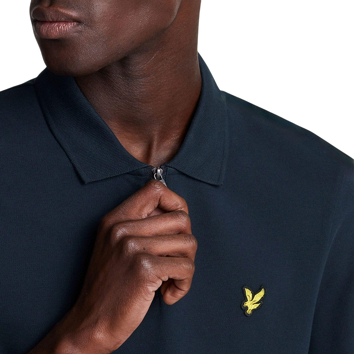 Navy - Side - Lyle & Scott Mens Quarter Zip Polo Shirt