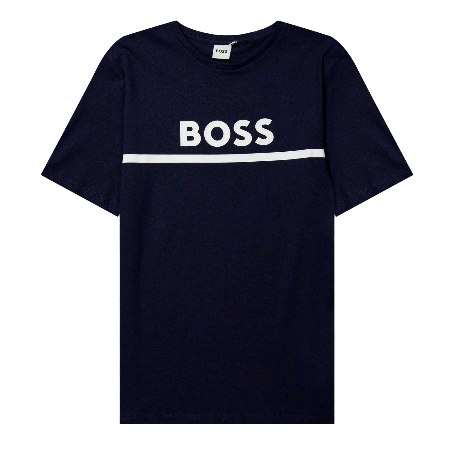 Navy - Front - Boss Childrens-Kids Logo T-Shirt