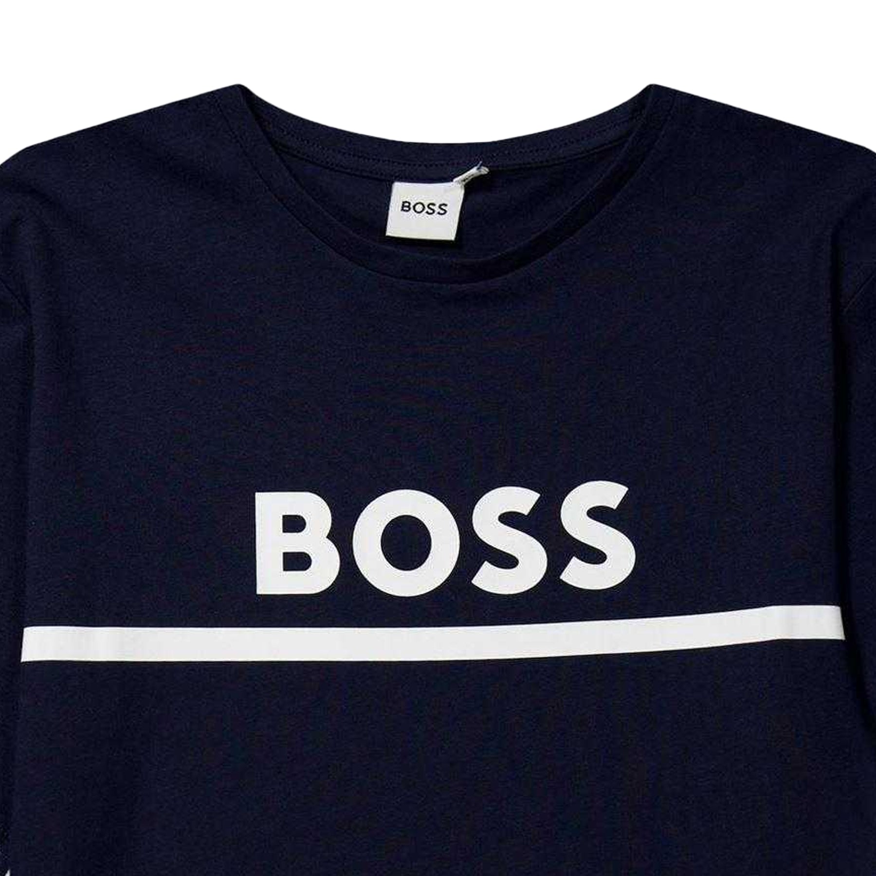 Navy - Side - Boss Childrens-Kids Logo T-Shirt