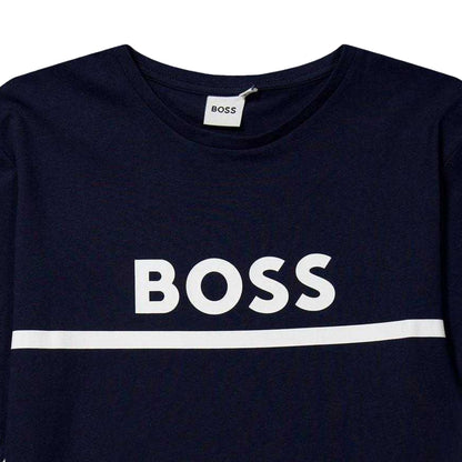 Navy - Side - Boss Childrens-Kids Logo T-Shirt