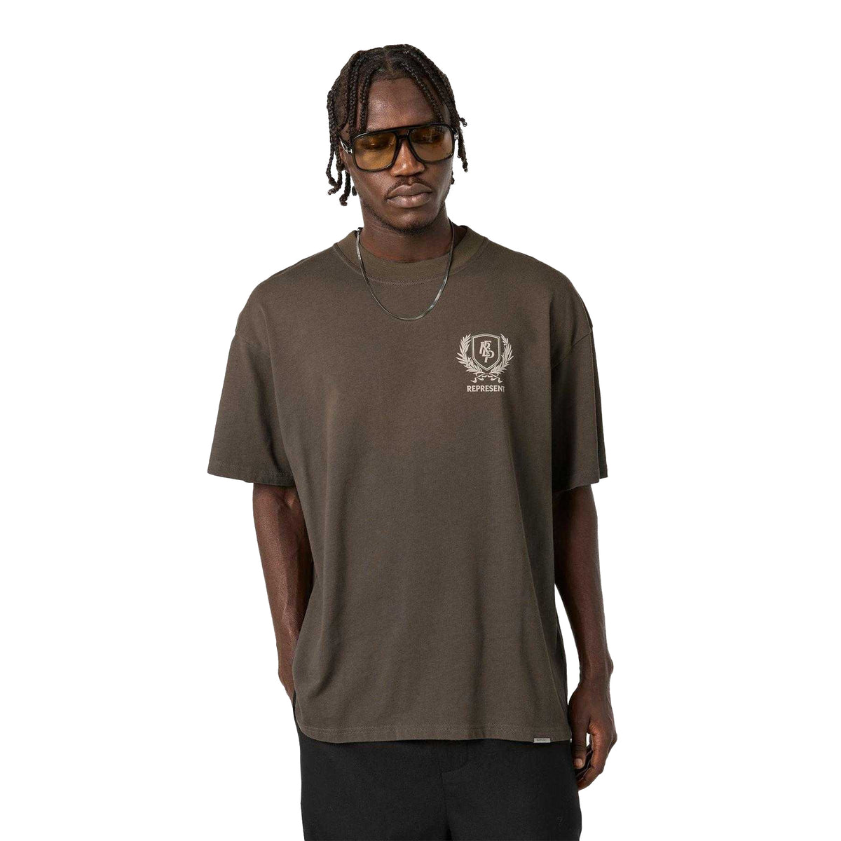 Dark Taupe - Lifestyle - Represent Mens Crest T-Shirt