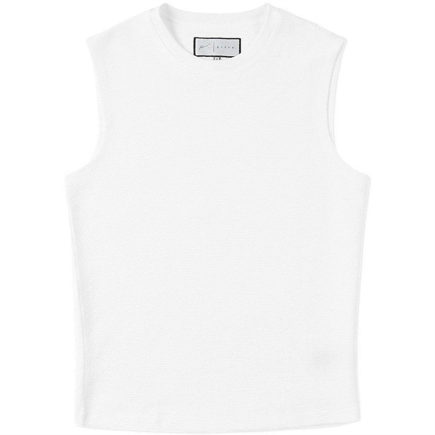 White - Front - Prevu Mens Ottoman Sleeveless Tank Top