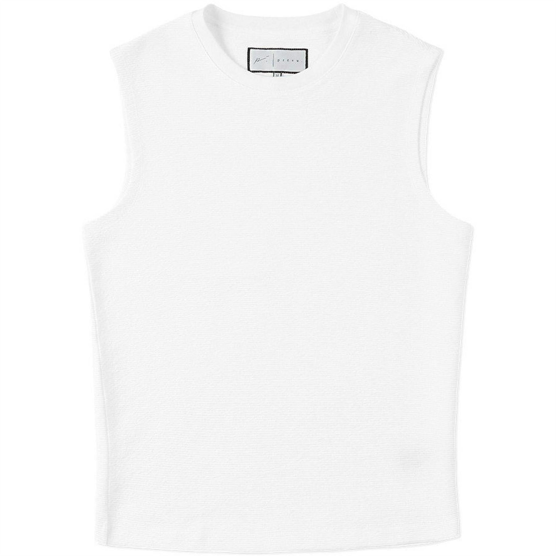White - Front - Prevu Mens Ottoman Sleeveless Tank Top