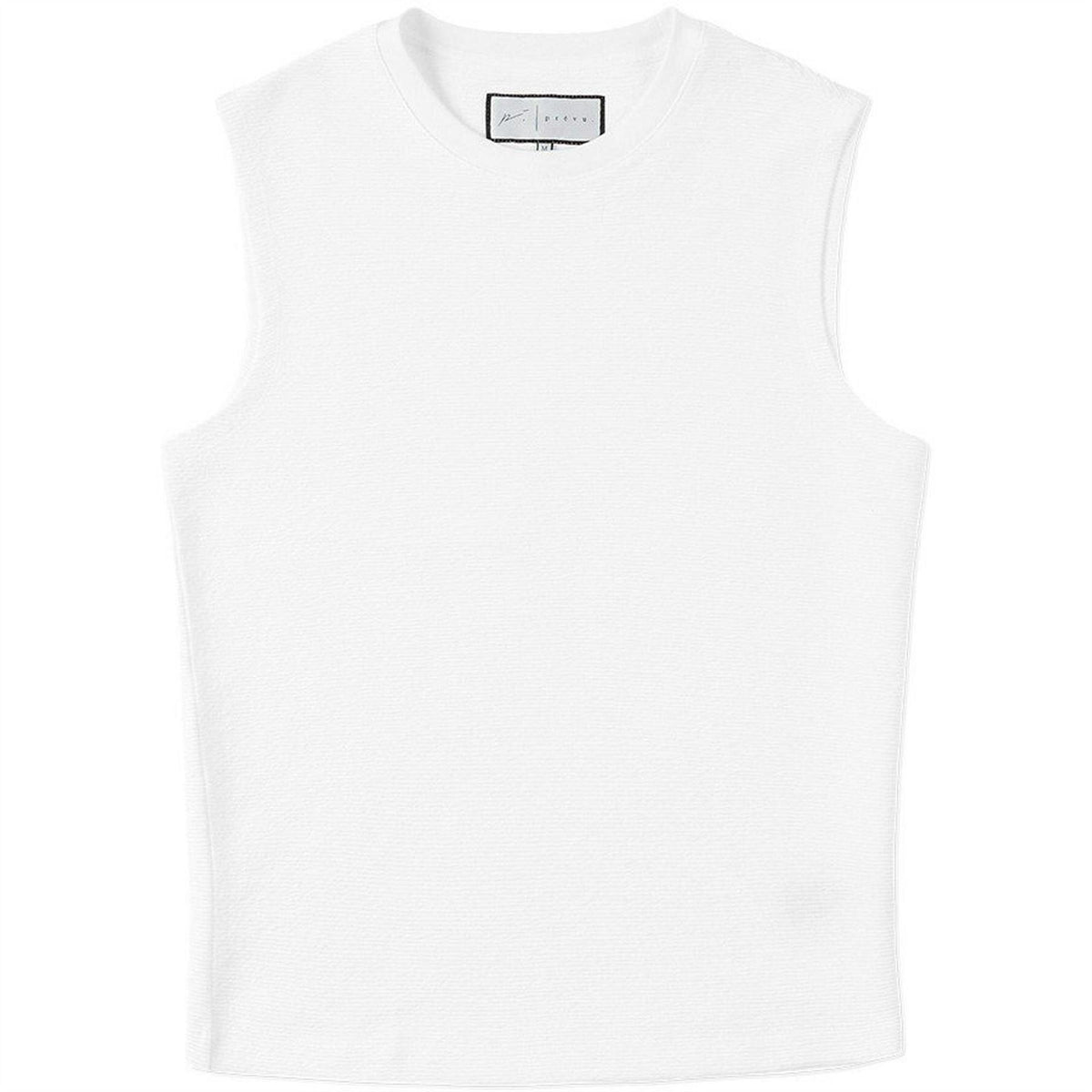 White - Front - Prevu Mens Ottoman Sleeveless Tank Top