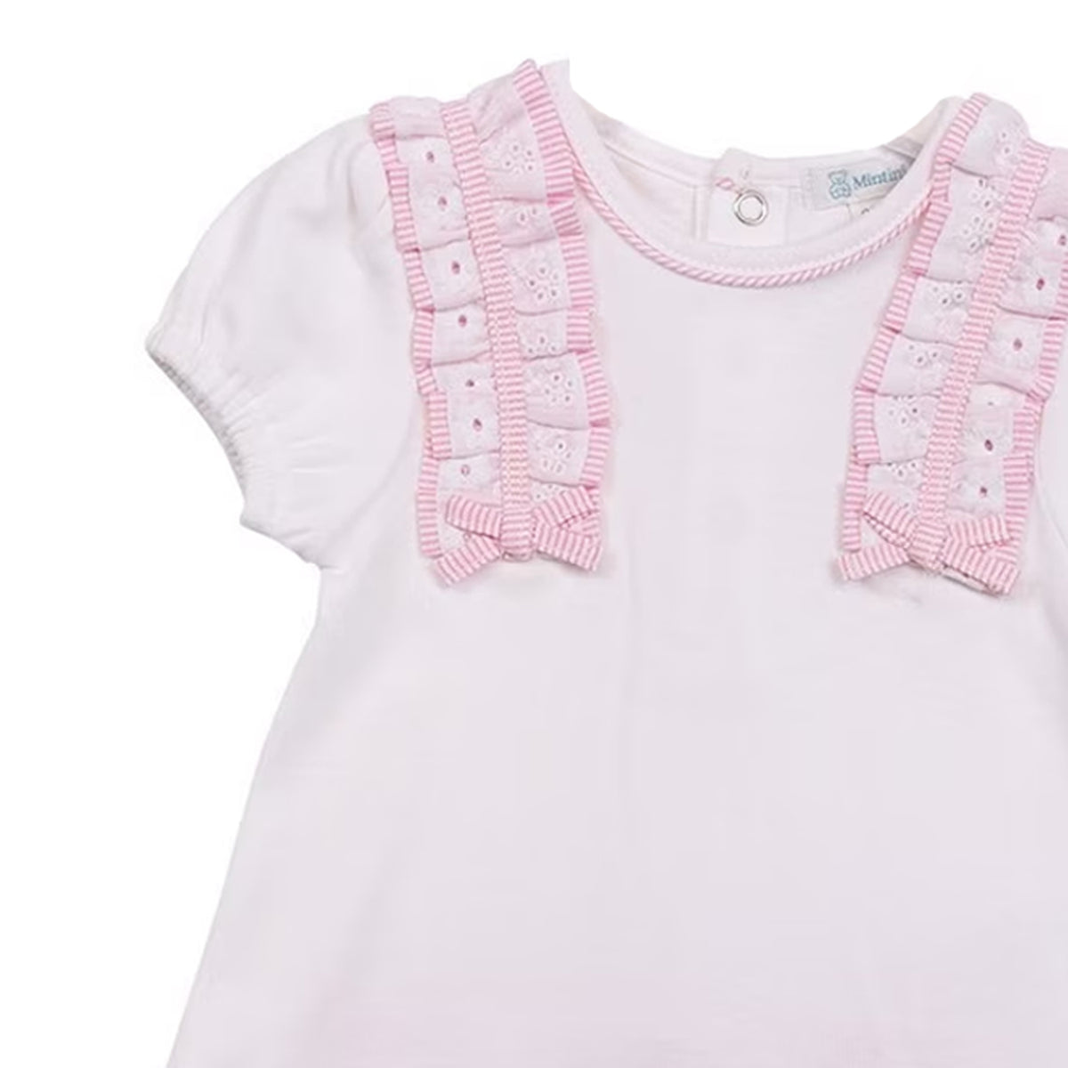 White-Pink - Side - Mintini Baby Girls Striped Top & Bottom Set