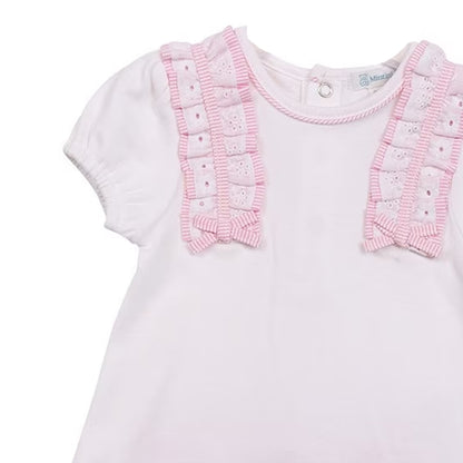 White-Pink - Side - Mintini Baby Girls Striped Top & Bottom Set