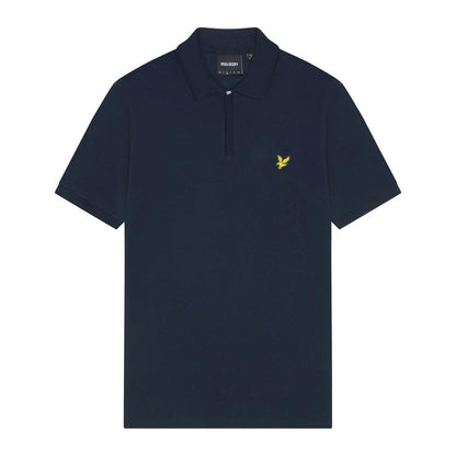 Navy - Front - Lyle & Scott Mens Quarter Zip Polo Shirt