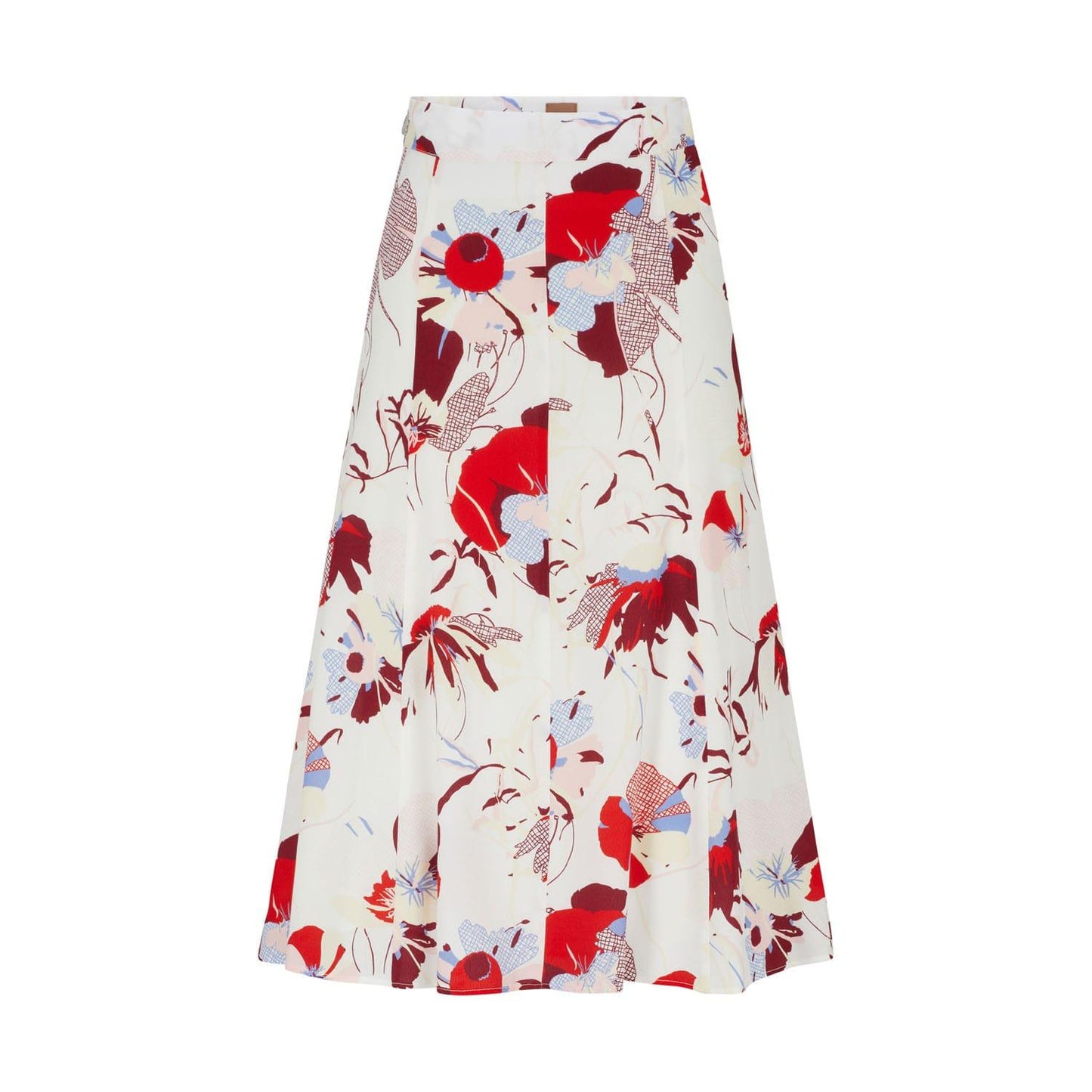 Off White-Red-Blue - Front - Boss Womens-Ladies Vallua Floral Midi Skirt