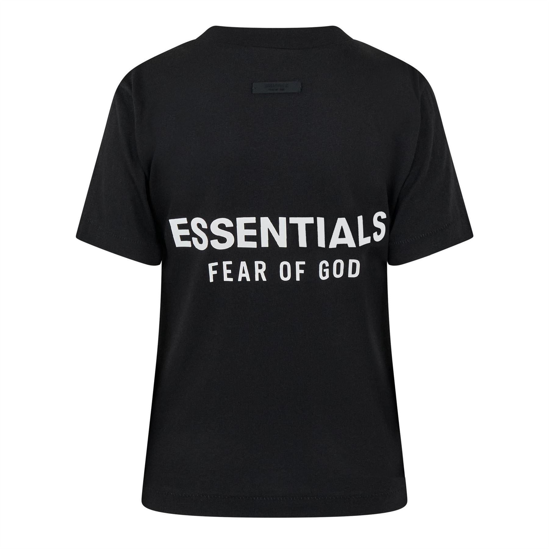 Black - Back - Fear Of God Essentials Womens-Ladies Back Print T-Shirt