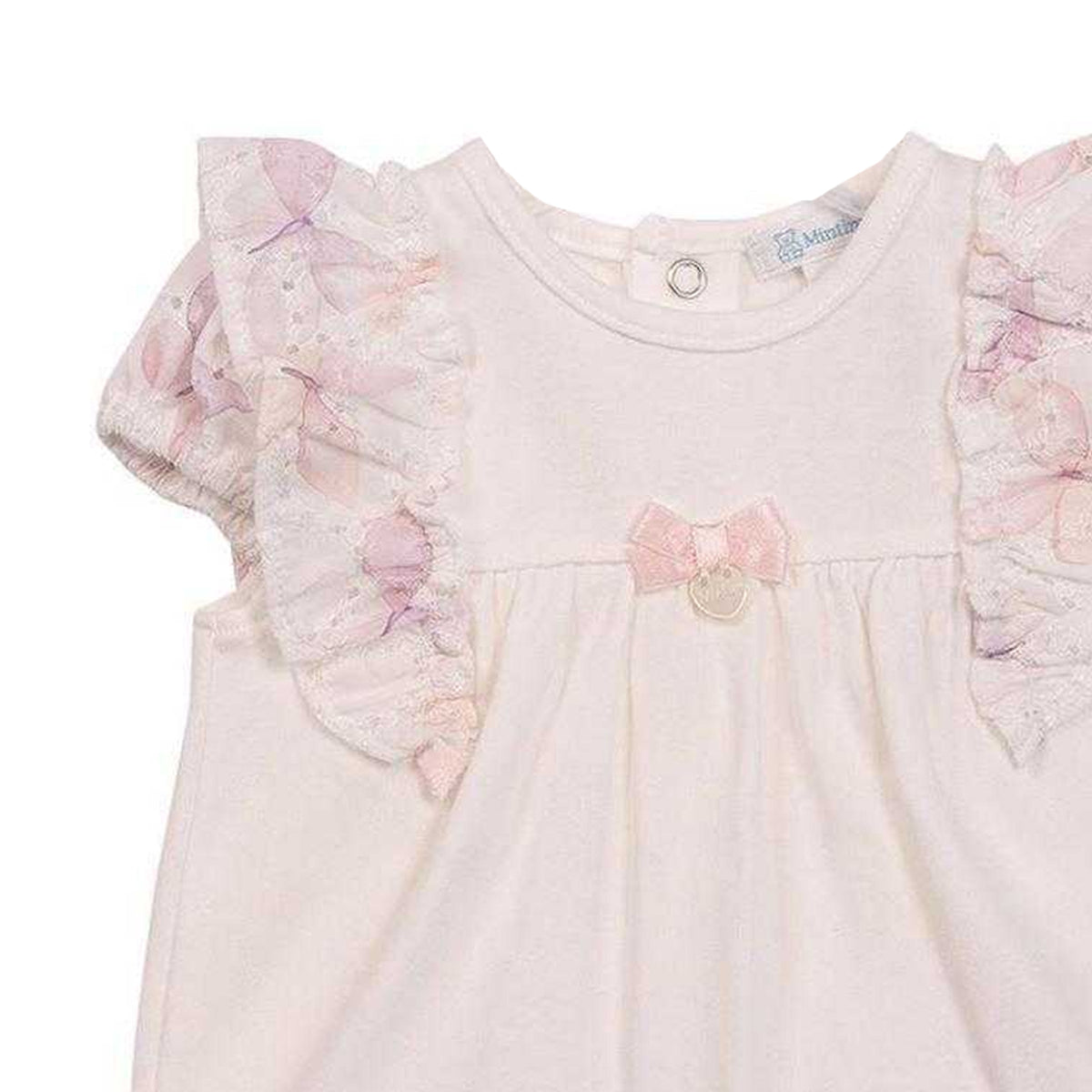 White-Light Pink - Side - Mintini Baby Girls Butterflies Top & Shorts Set