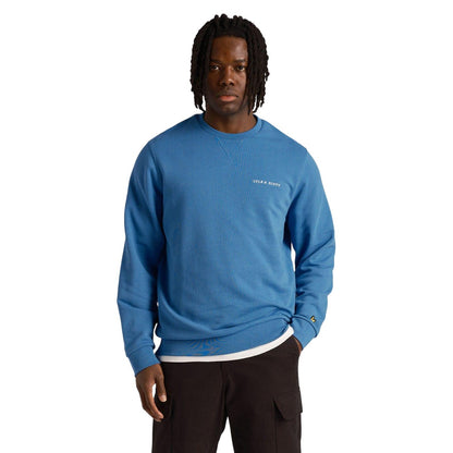 Blue - Lifestyle - Lyle & Scott Mens Embroidered Loopback Crew Neck Sweatshirt