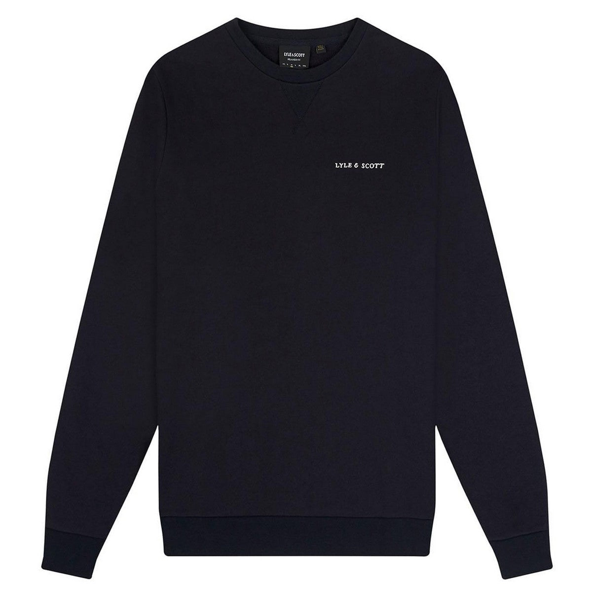 Navy - Front - Lyle & Scott Mens Embroidered Loopback Crew Neck Sweatshirt