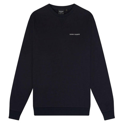 Navy - Front - Lyle & Scott Mens Embroidered Loopback Crew Neck Sweatshirt
