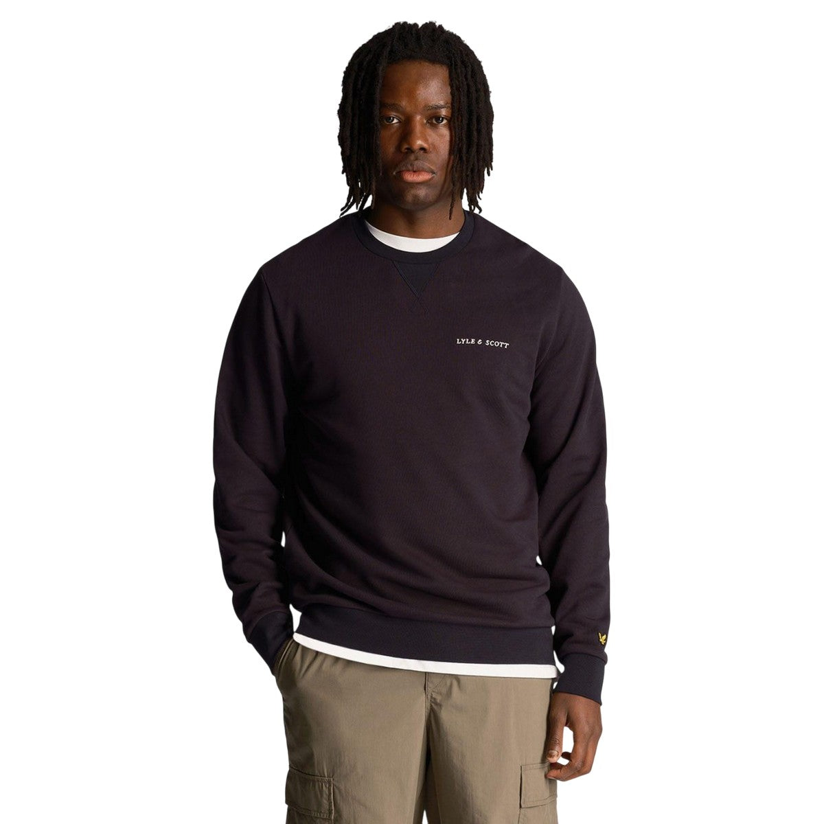 Navy - Lifestyle - Lyle & Scott Mens Embroidered Loopback Crew Neck Sweatshirt