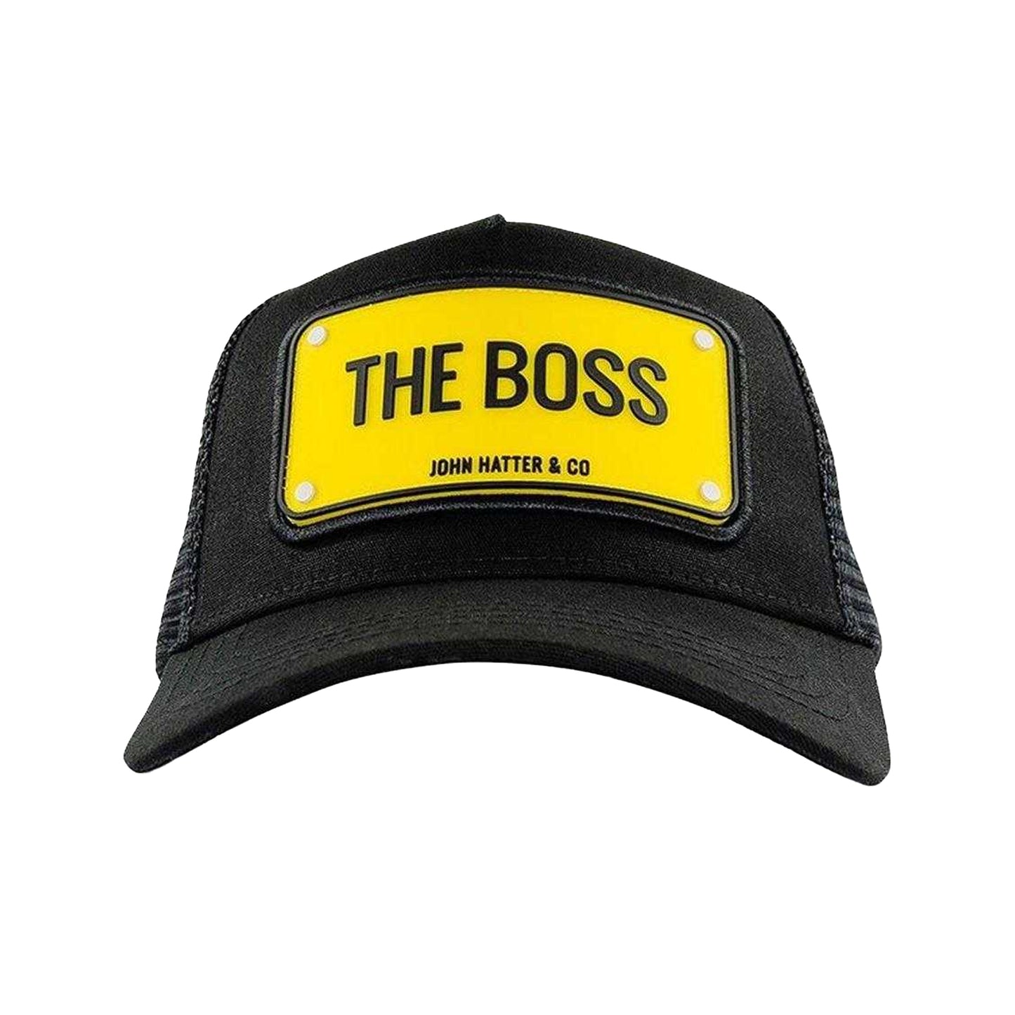 Black-Yellow - Side - John Hatter Mens The Boss Trucker Cap