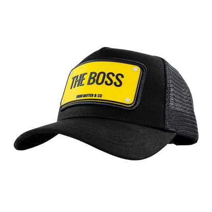 Black-Yellow - Front - John Hatter Mens The Boss Trucker Cap