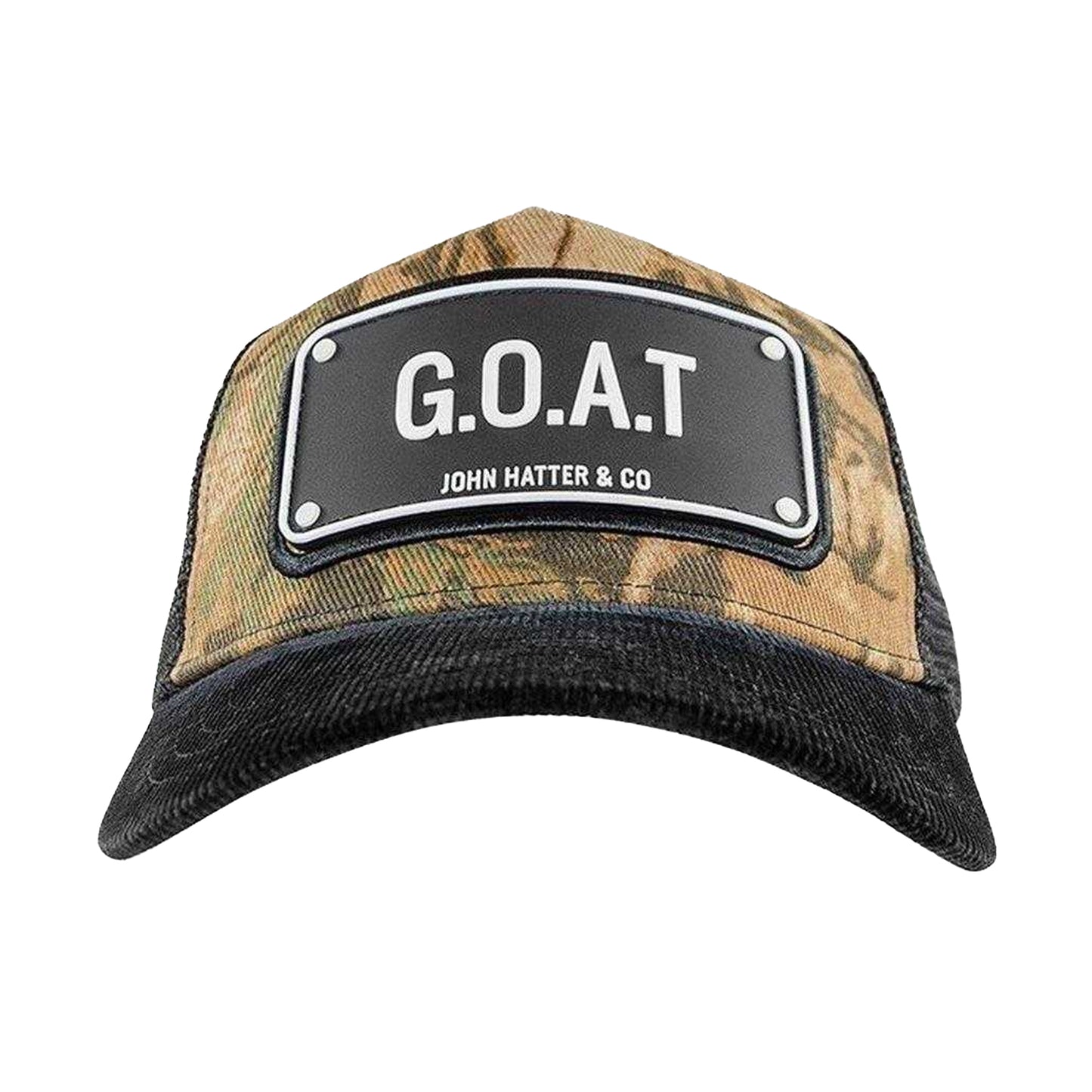 Black - Side - John Hatter Mens G.O.A.T Camo Trucker Cap