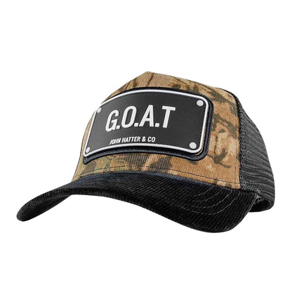 Black - Front - John Hatter Mens G.O.A.T Camo Trucker Cap