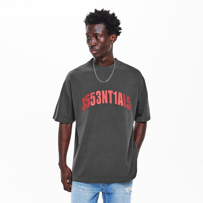 Iron Grey-Red - Side - Fear Of God Essentials Mens Chicago Text T-Shirt