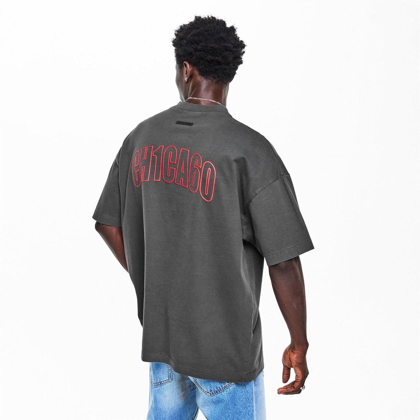 Iron Grey-Red - Lifestyle - Fear Of God Essentials Mens Chicago Text T-Shirt
